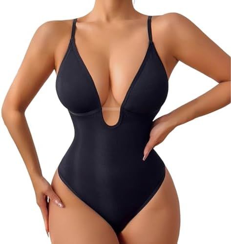 U Plunge Bra Backless Thong Bodysuit